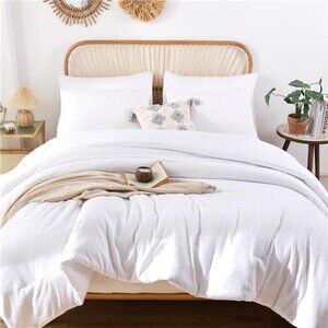 King Size Comforter Set White, 3pcs(1 Boho White Comforter King
